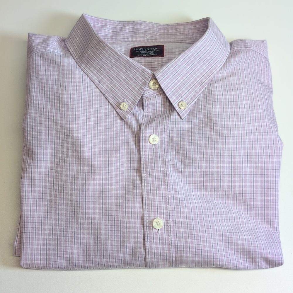 UNTUCKit Men's Azelia 100% Cotton Button Down Micro Check Shirt Size XXXL EUC